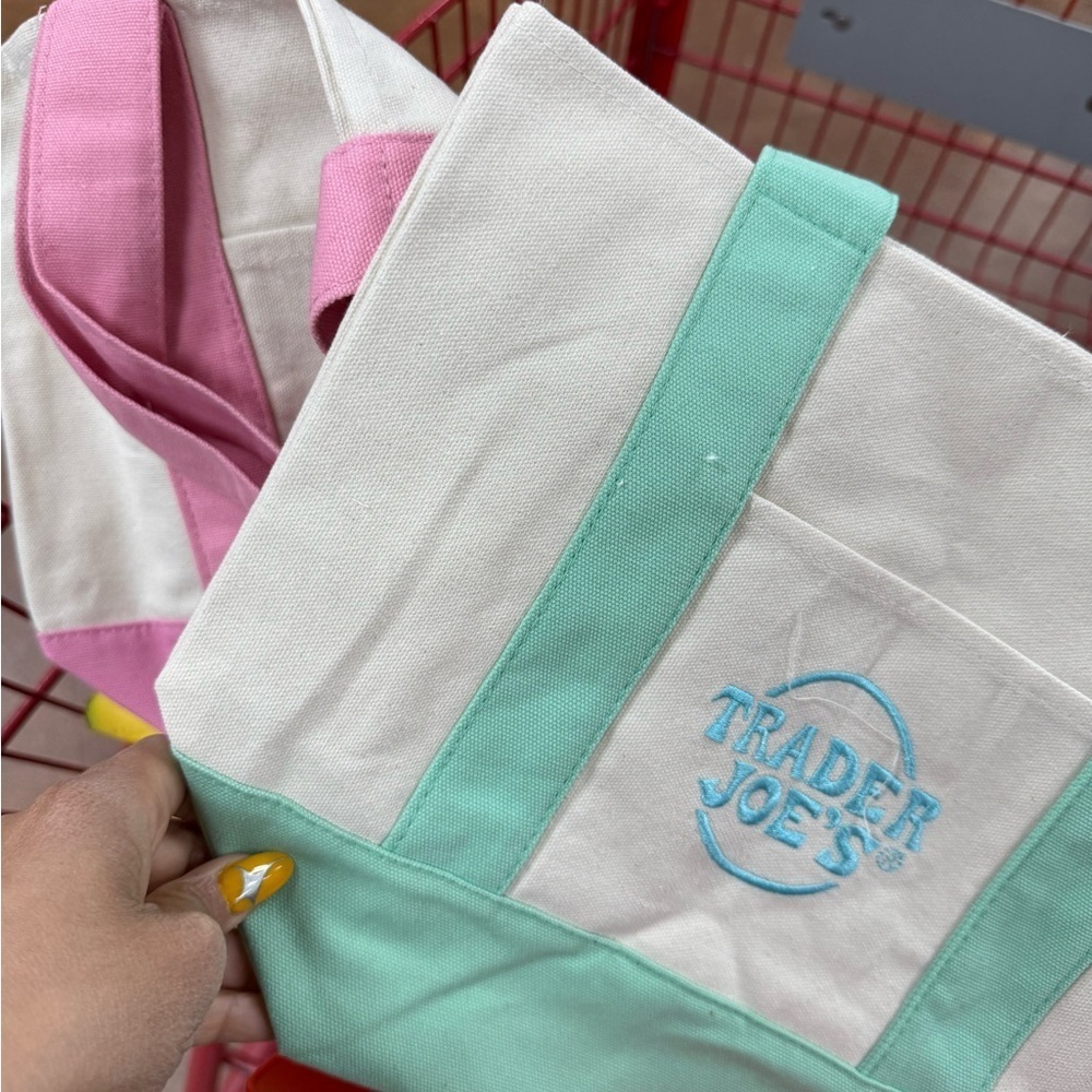 Trader Joe’s Pastel Blue Mini Canvas Tote Bag - Picture 3 of 3